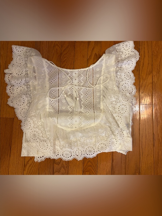 Altar'd State Tops - Altar'd State White Eyelet Lace Flutter Sleeve Top